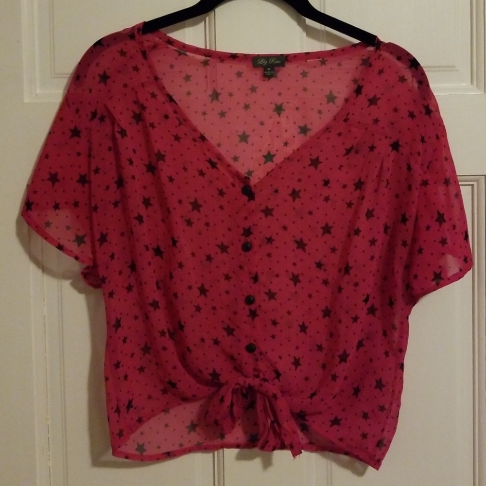 Sheer button up crop top